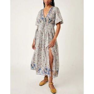 Free People Lysette Floral Maxi Dress in Bluebell Combo